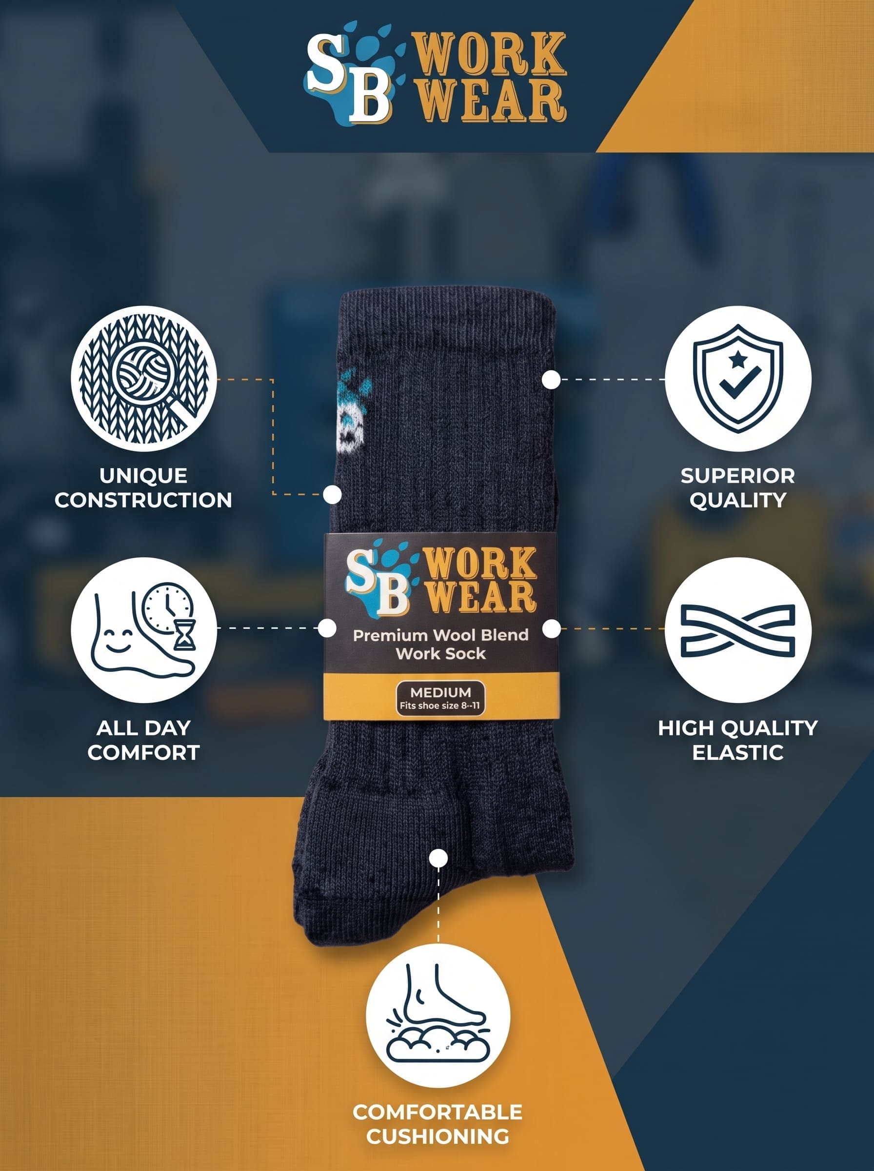 SB Workwear Australian Made Work Socks Infograph